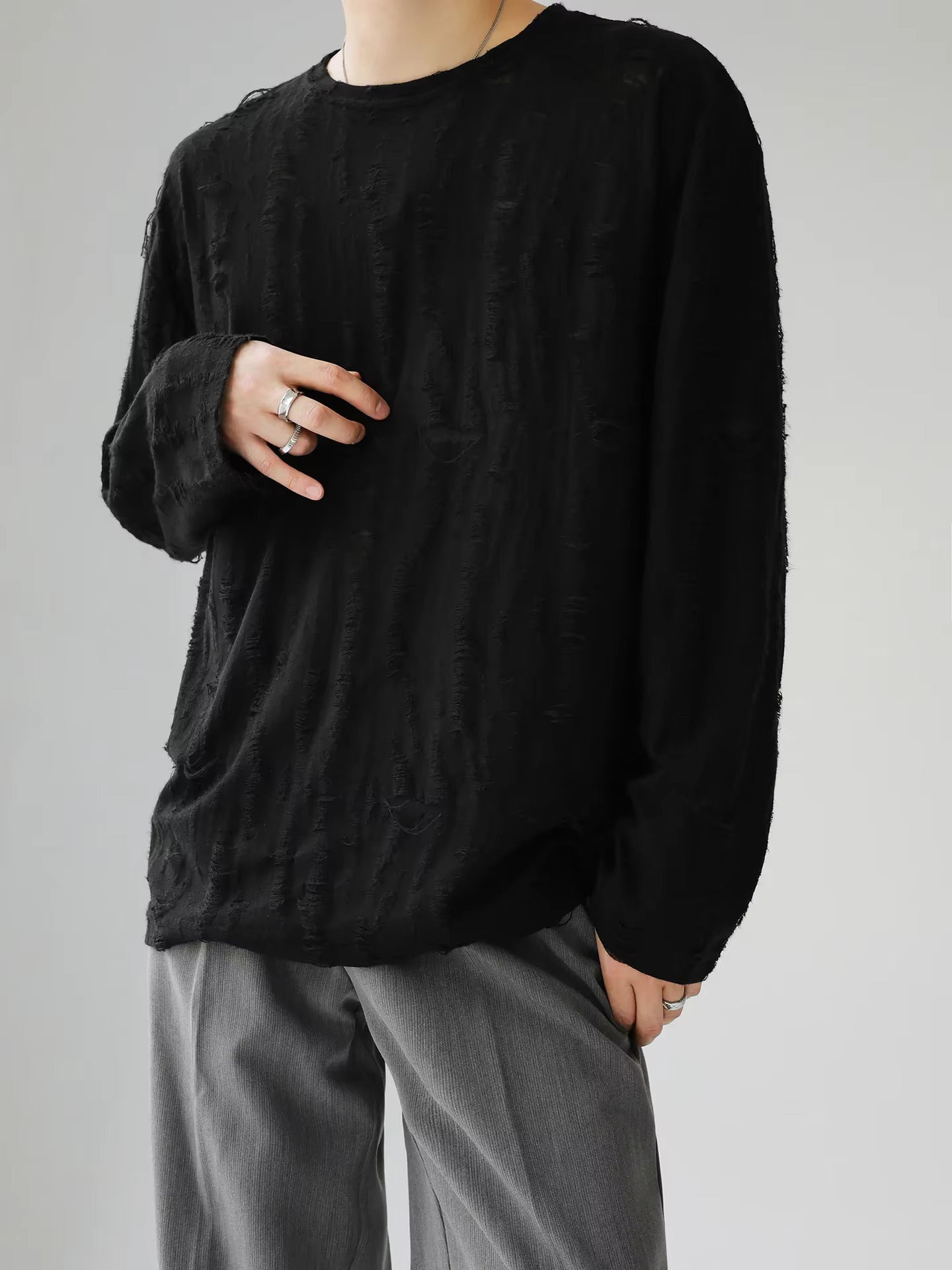 Veil Distressed Long Sleeve Shirt