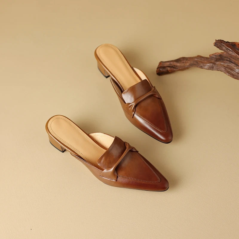 Elara Genuine Leather Flats