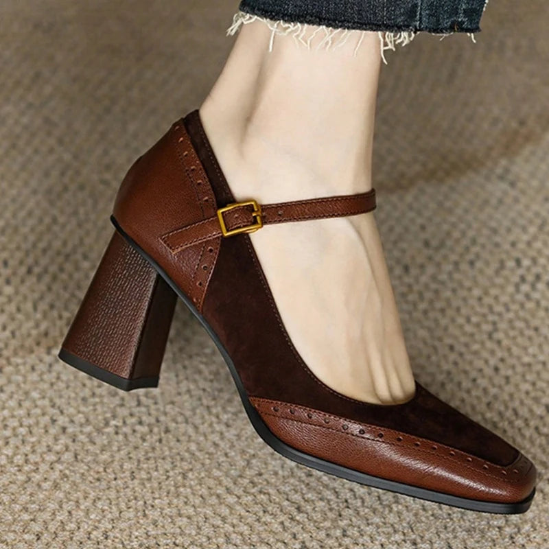 Avery Brogue Block Heels