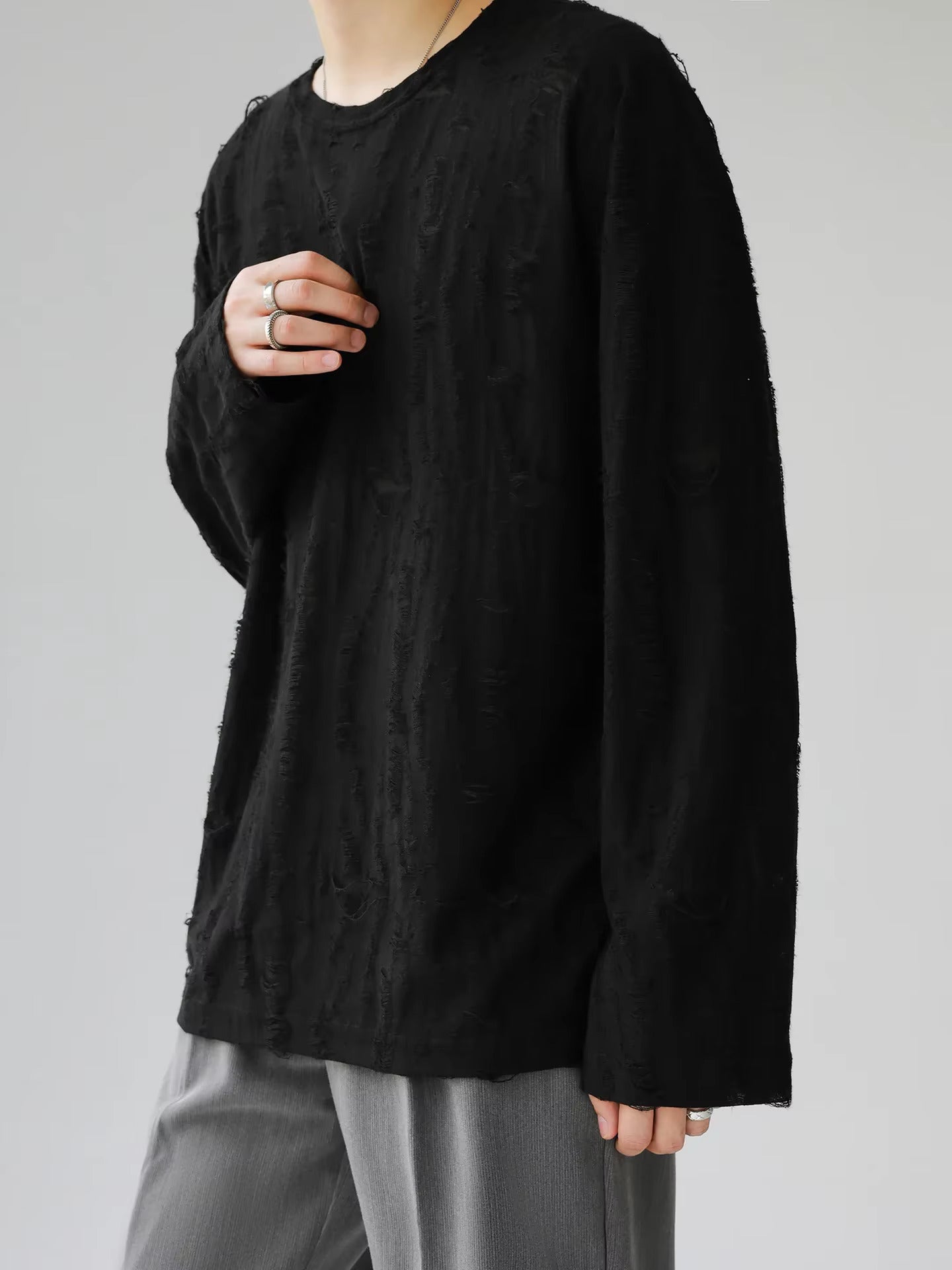 Veil Distressed Long Sleeve Shirt