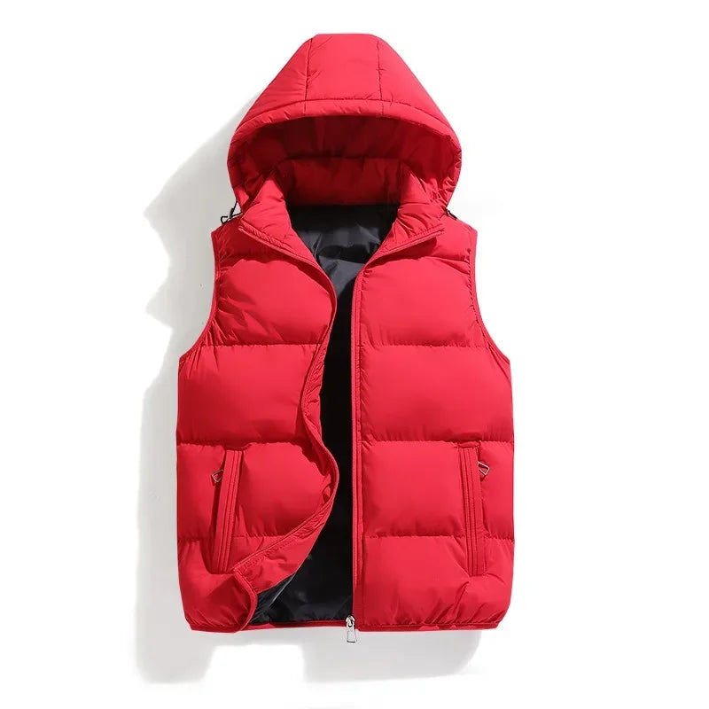 Cotton Vest Men's Autumn and Winter New Item Hooded Plus Size Vest Men's Solid Color Casual Jacket Men's Vest Clothing Top