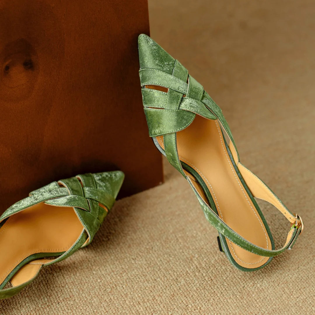 Viana Genuine Leather Slingback Heels