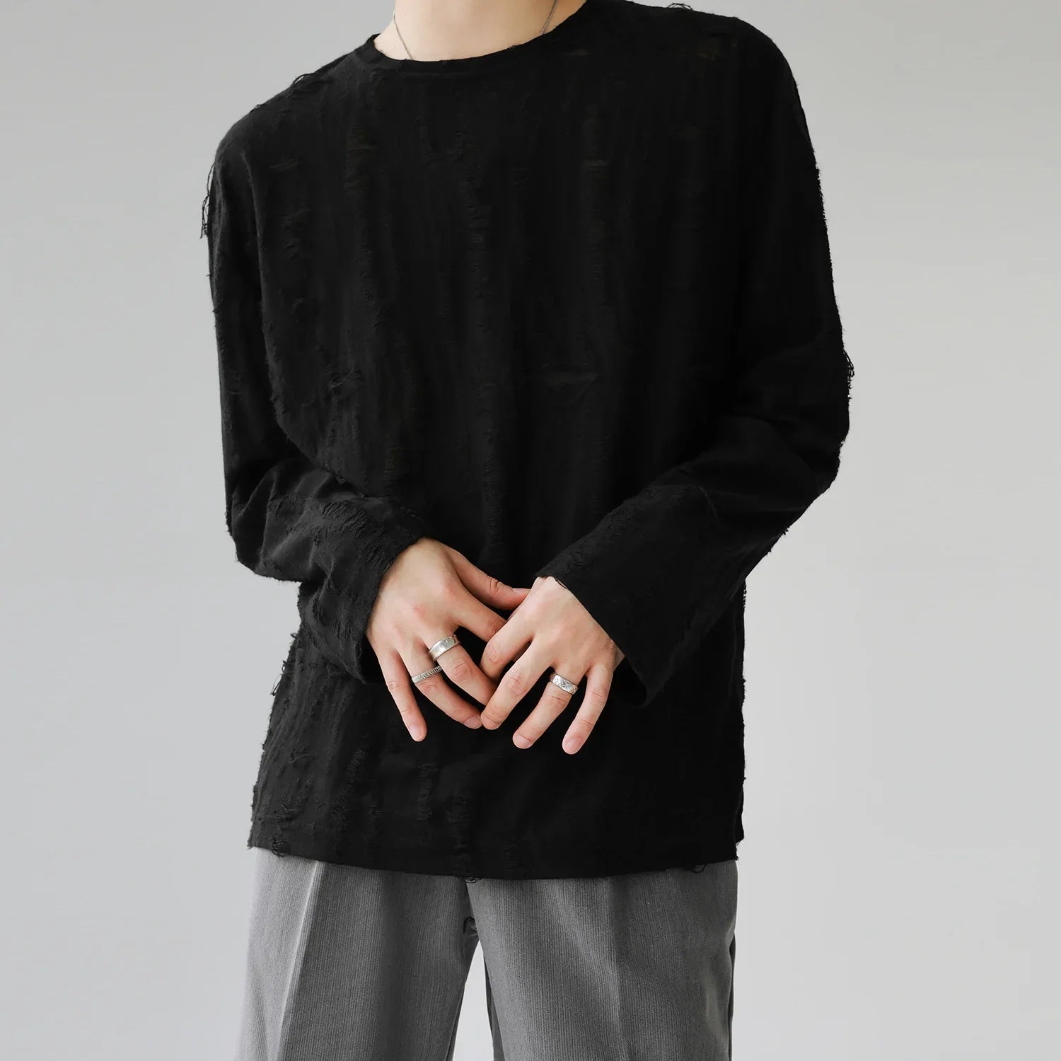 Veil Distressed Long Sleeve Shirt