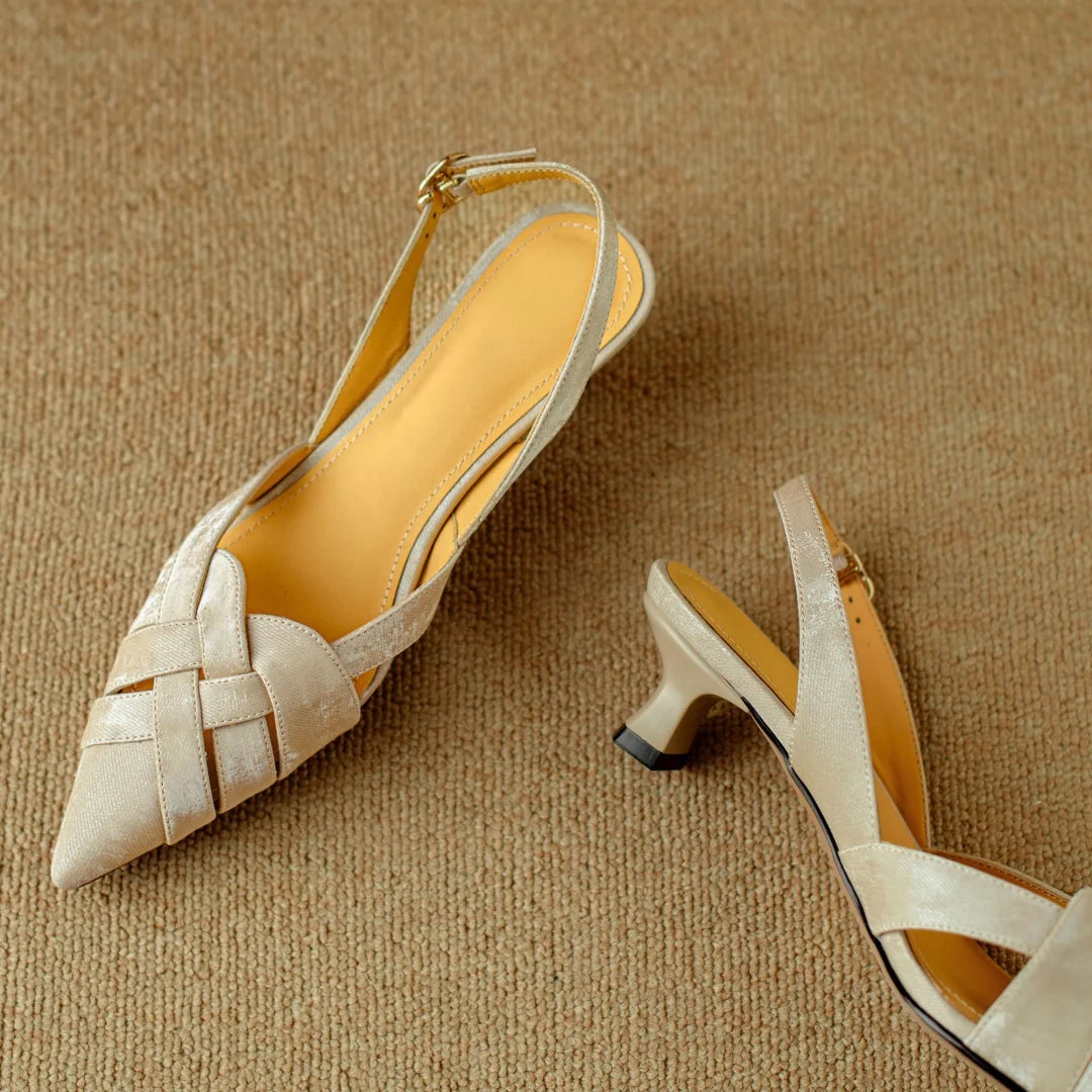Viana Genuine Leather Slingback Heels