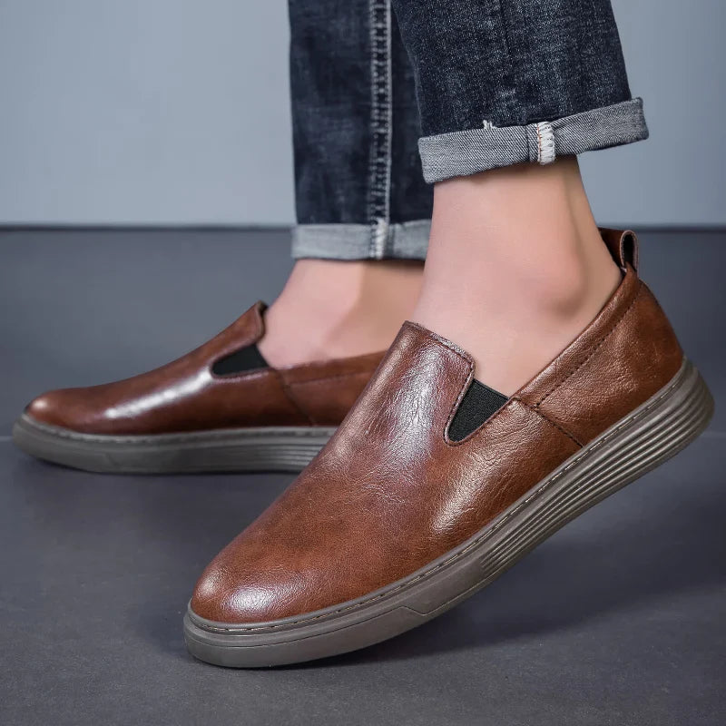 Crown Leather Slip-On Shoes