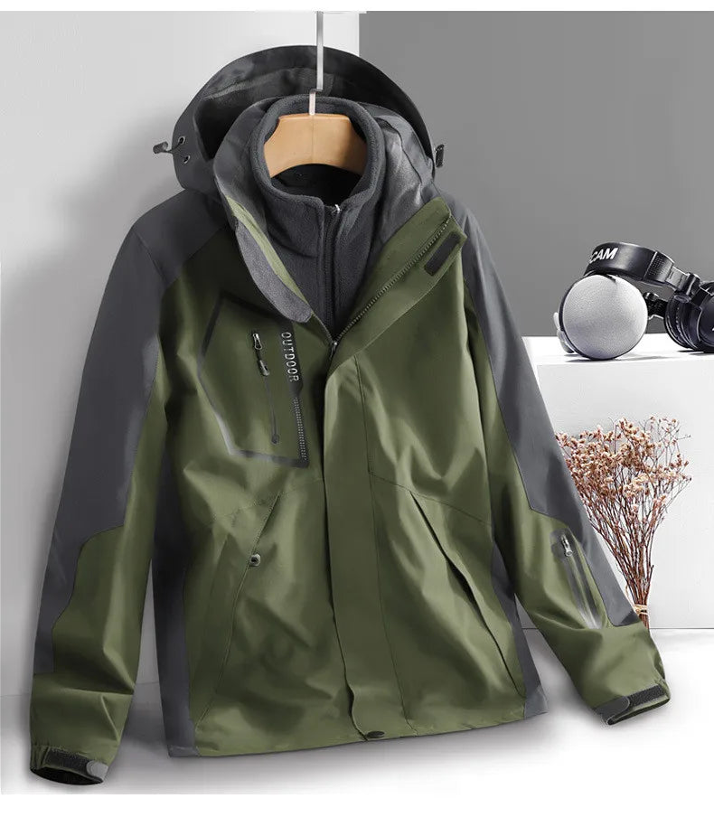 Thick Warm Hiking Jacket Men Women Multi Pockets Waterproof 3 In1 Detachable Windbreakers Fleece Jacket for Men Winter Coats -5℃