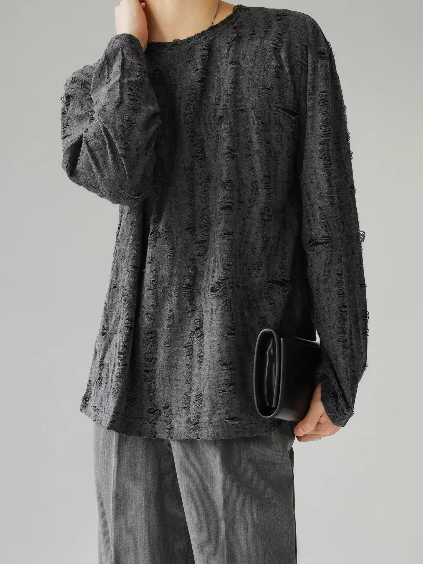 Veil Distressed Long Sleeve Shirt