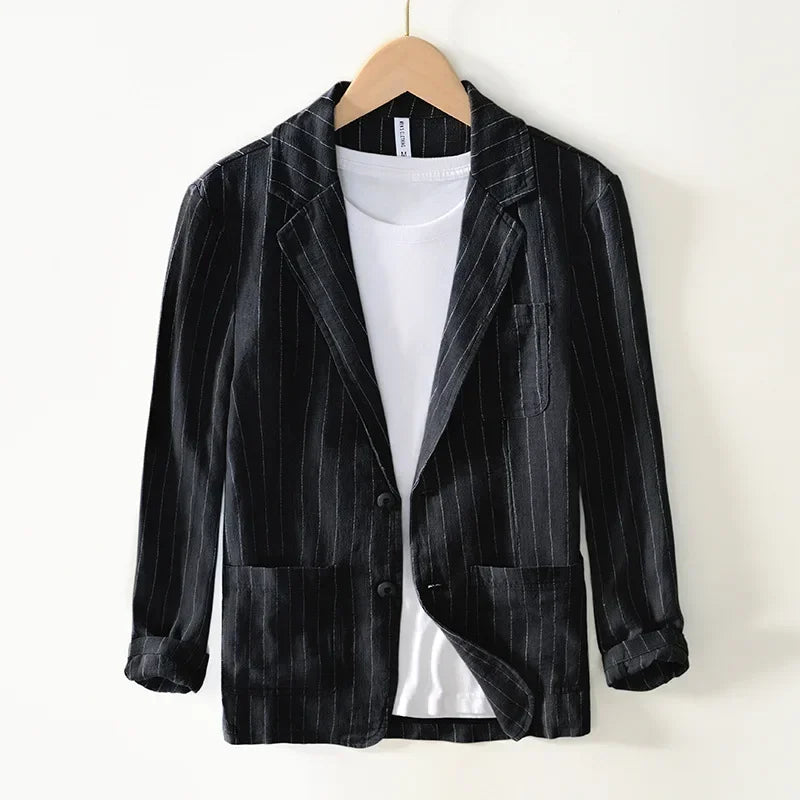 Thaden Men's Cotton Linen Striped Blazer