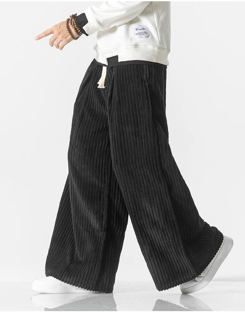 Wide-Leg Corduroy Sweatpants
