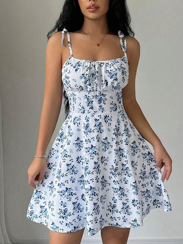 Roslyn Floral Tie-Strap Mini Dress