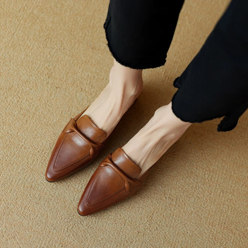 Elara Genuine Leather Flats