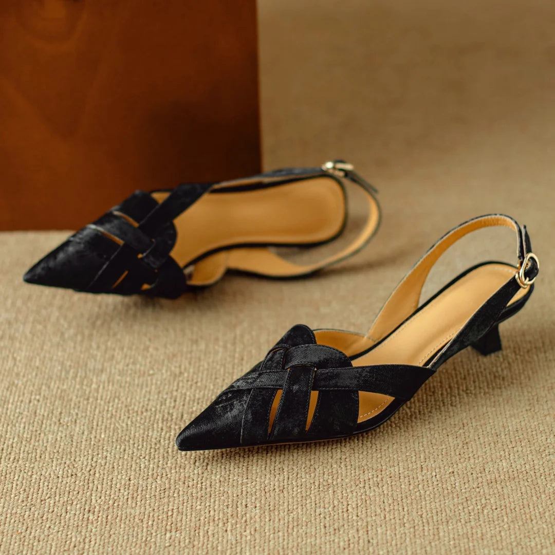 Viana Genuine Leather Slingback Heels