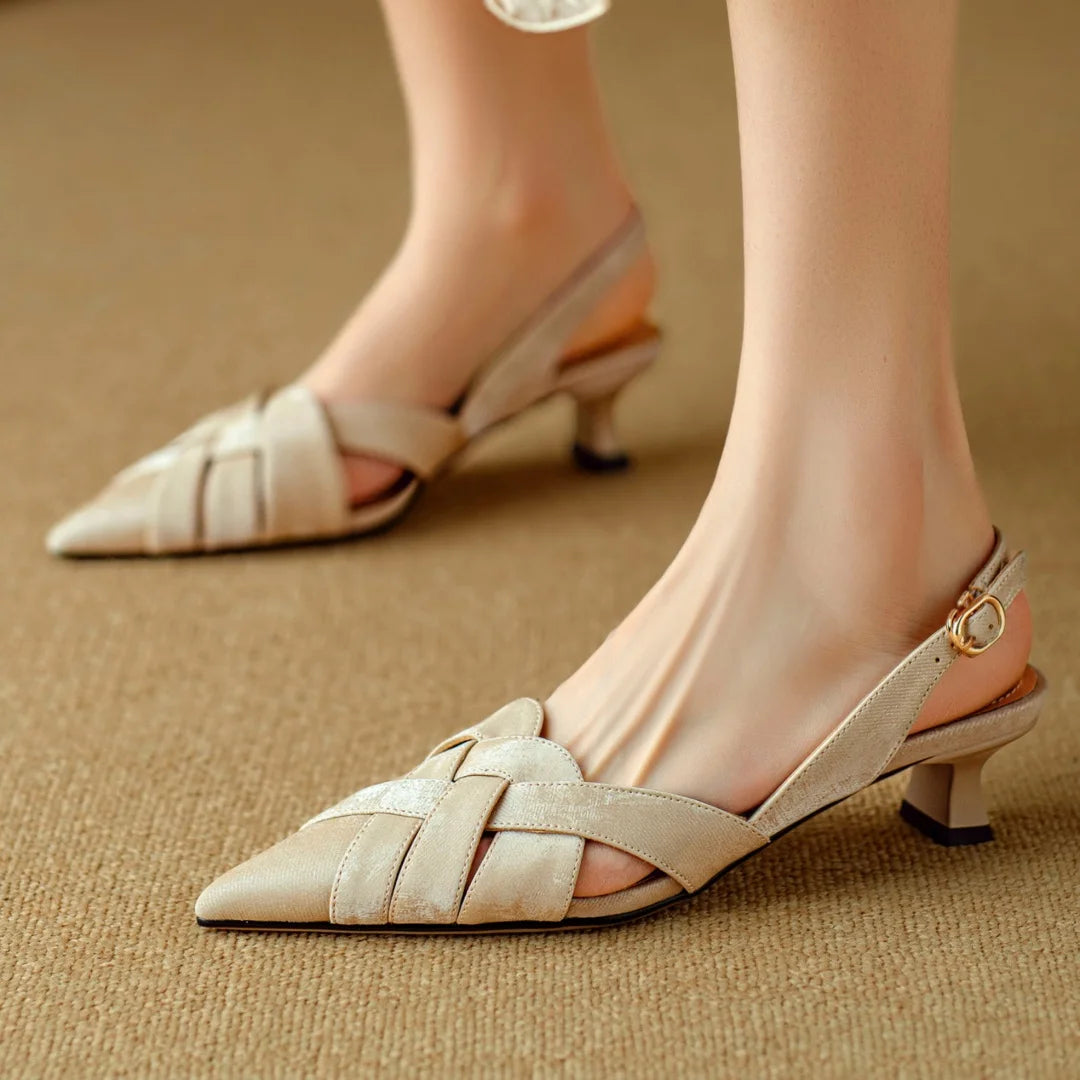 Viana Genuine Leather Slingback Heels
