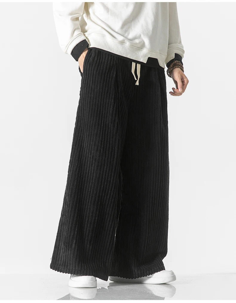 Wide-Leg Corduroy Sweatpants