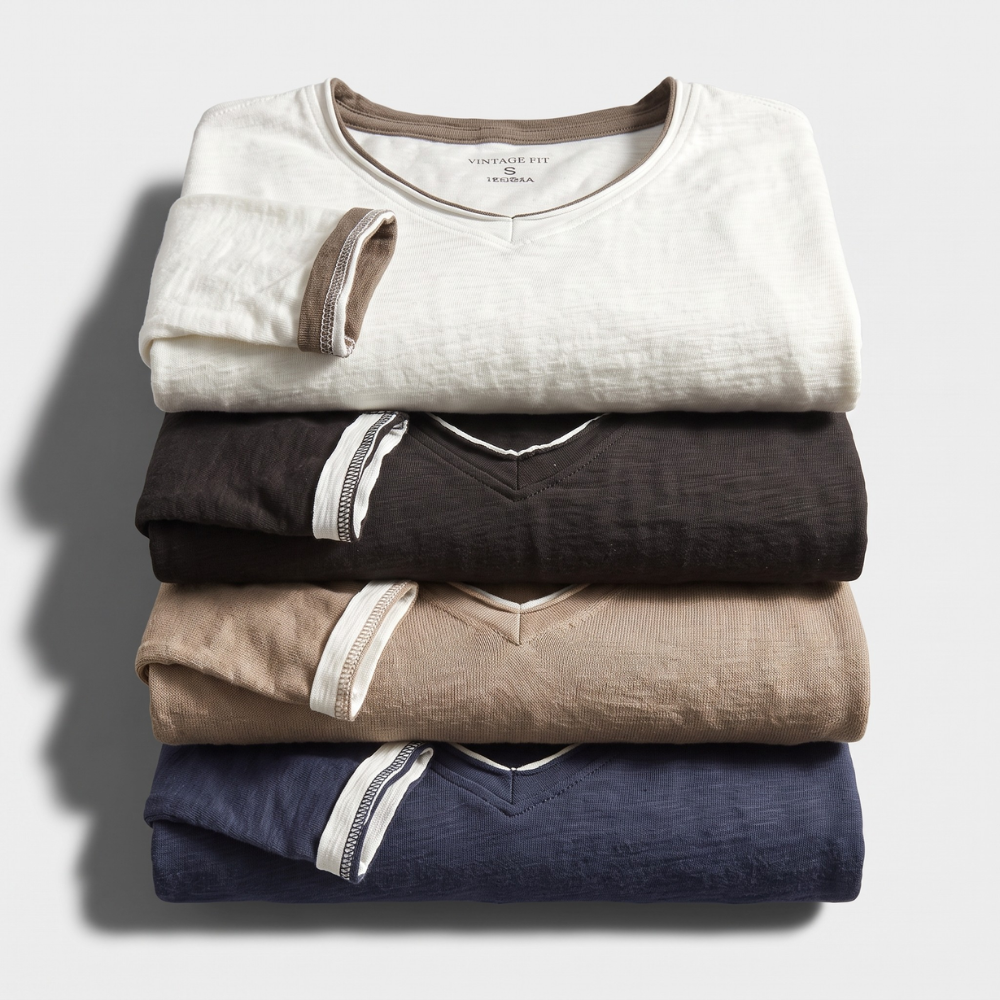 Jiro Cotton V-Neck Long Sleeve