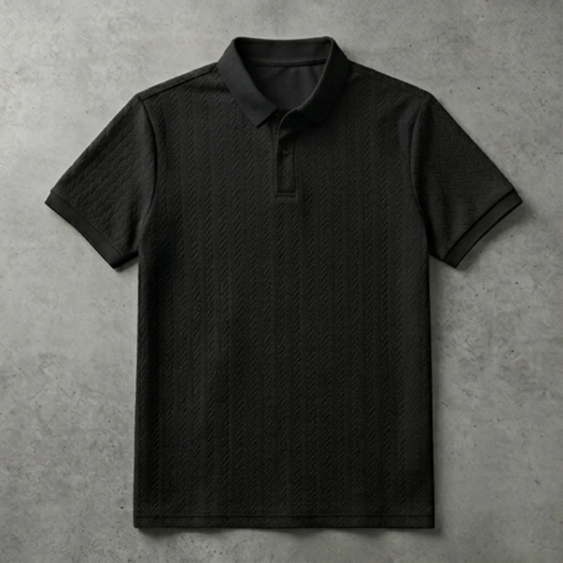 black Men's Casual T-shirt Summer Short Sleeve Male Clothing High Quality Tops Tee Black White Polo Tshirt Fashion T Shirt Men flat lay product photo