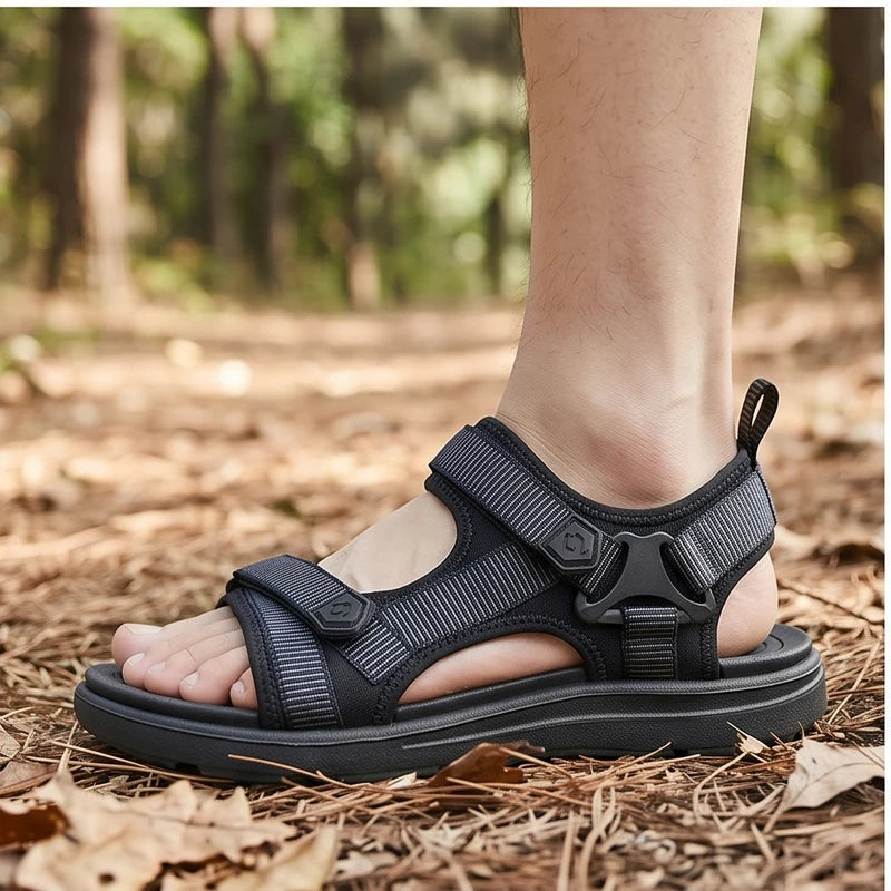 Model wearing Blue Ashford Sport Sandals outdoors - 3