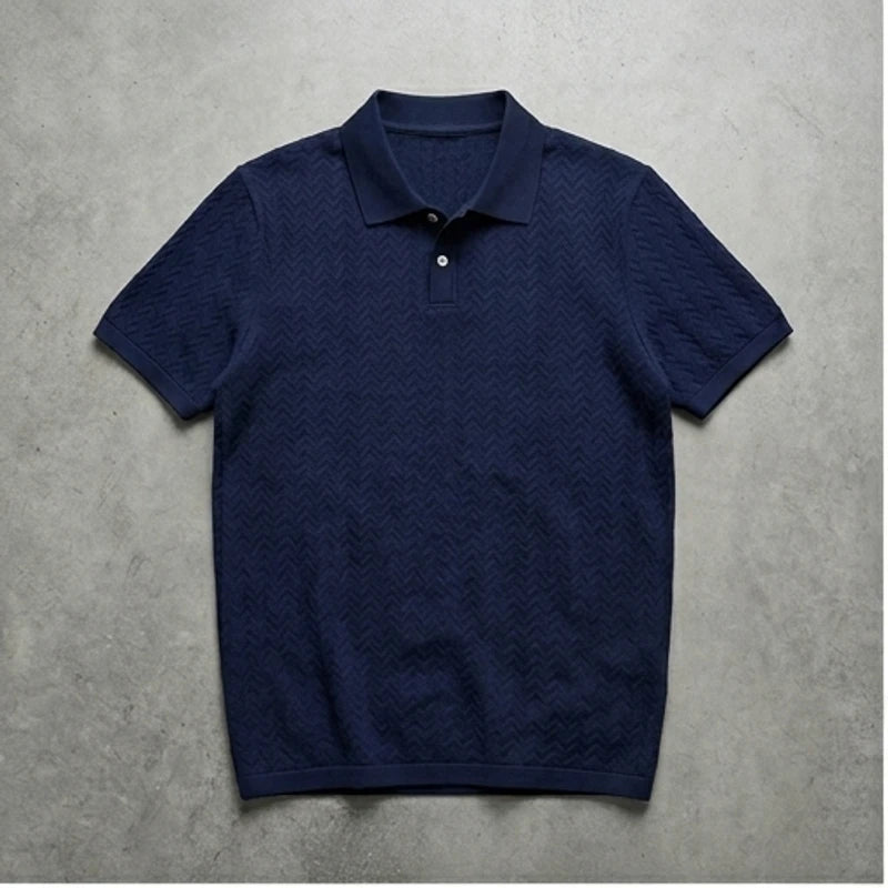 Navy Blue Men's Casual T-shirt Summer Short Sleeve Male Clothing High Quality Tops Tee Black White Polo Tshirt Fashion T Shirt Men flat lay product photo