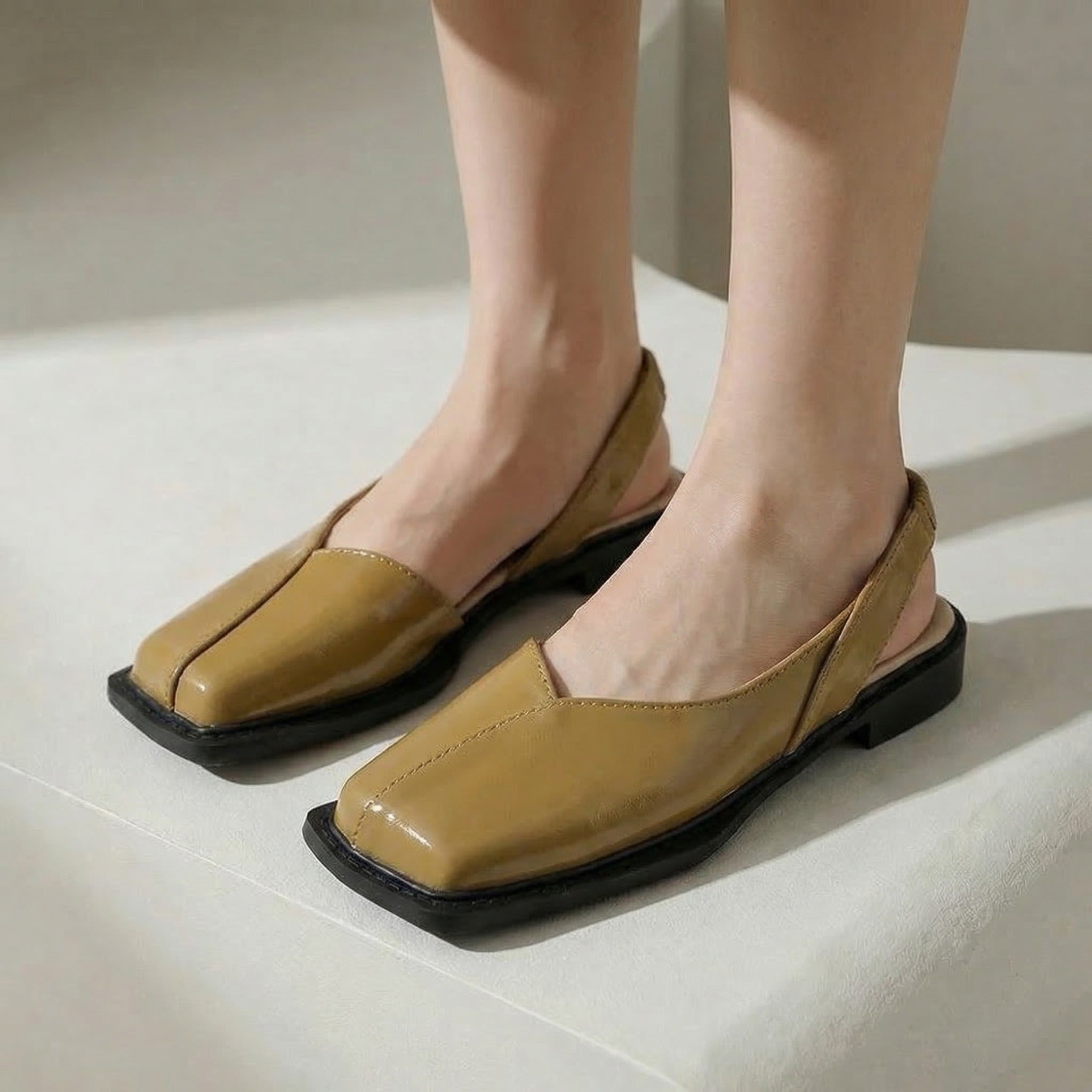 Cleo Square Toe Slingback Flats