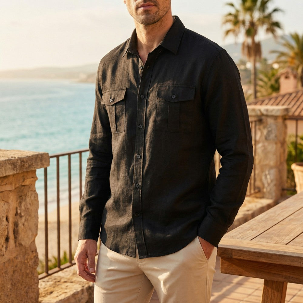 Ashford Linen Blend Button-Up Shirt