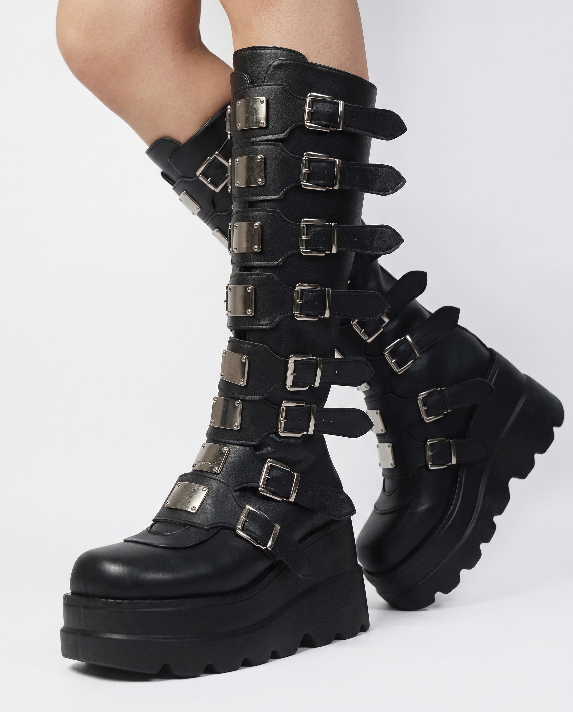 Raven Buckle Platform Boots