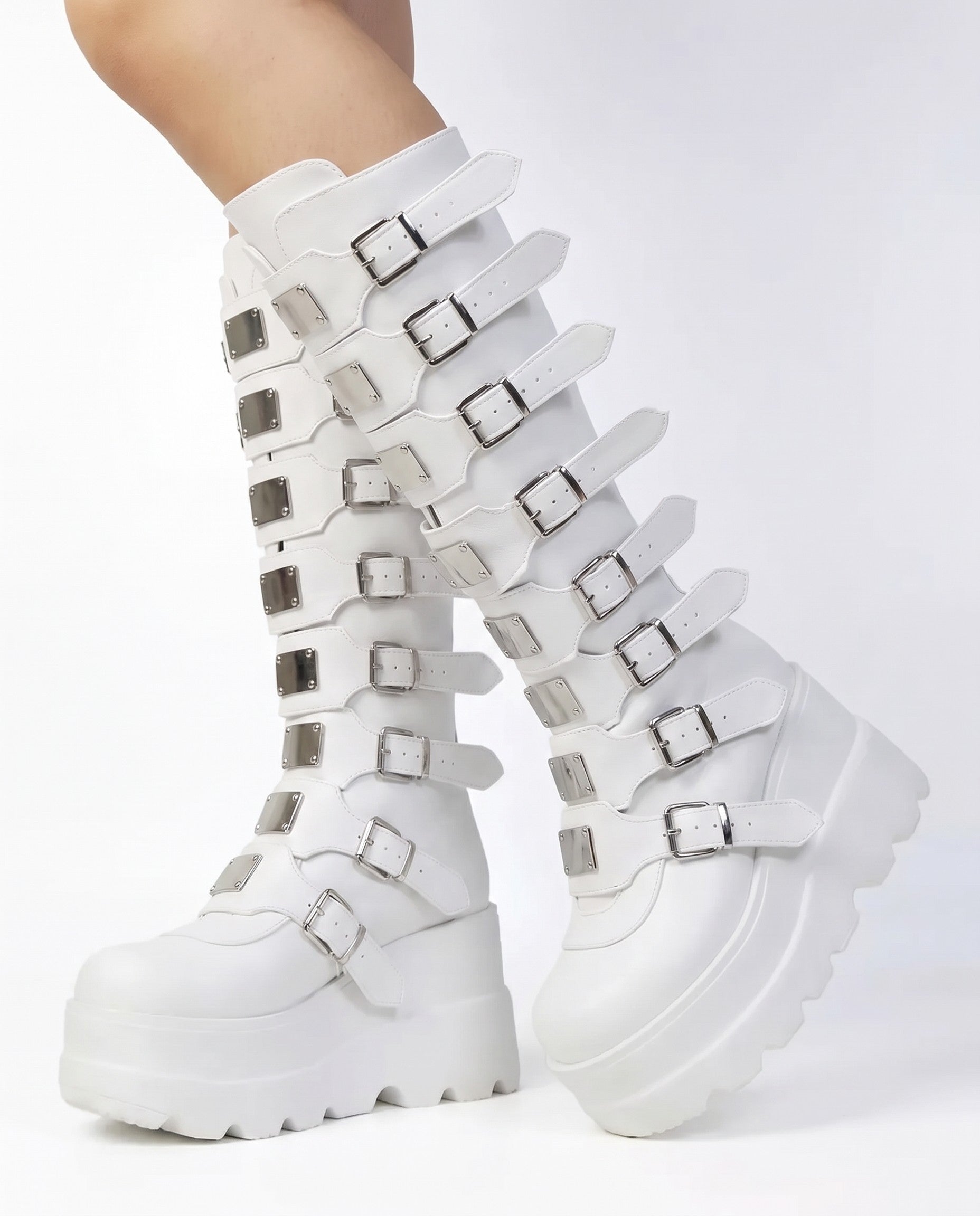 Raven Buckle Platform Boots