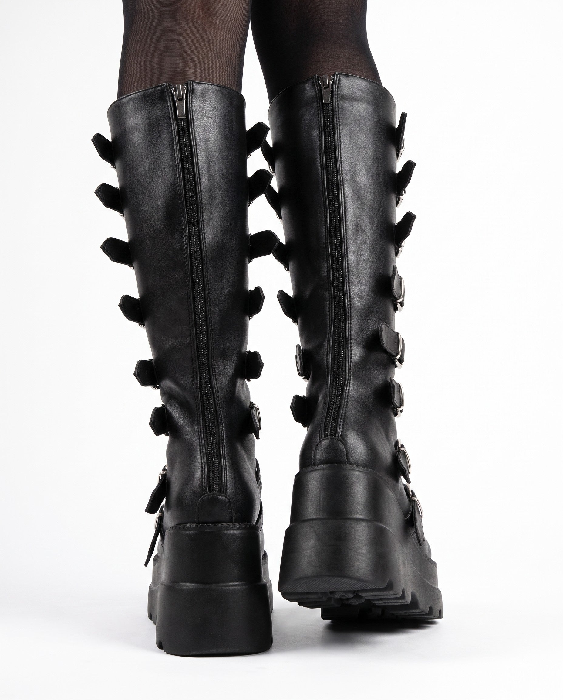 Raven Buckle Platform Boots