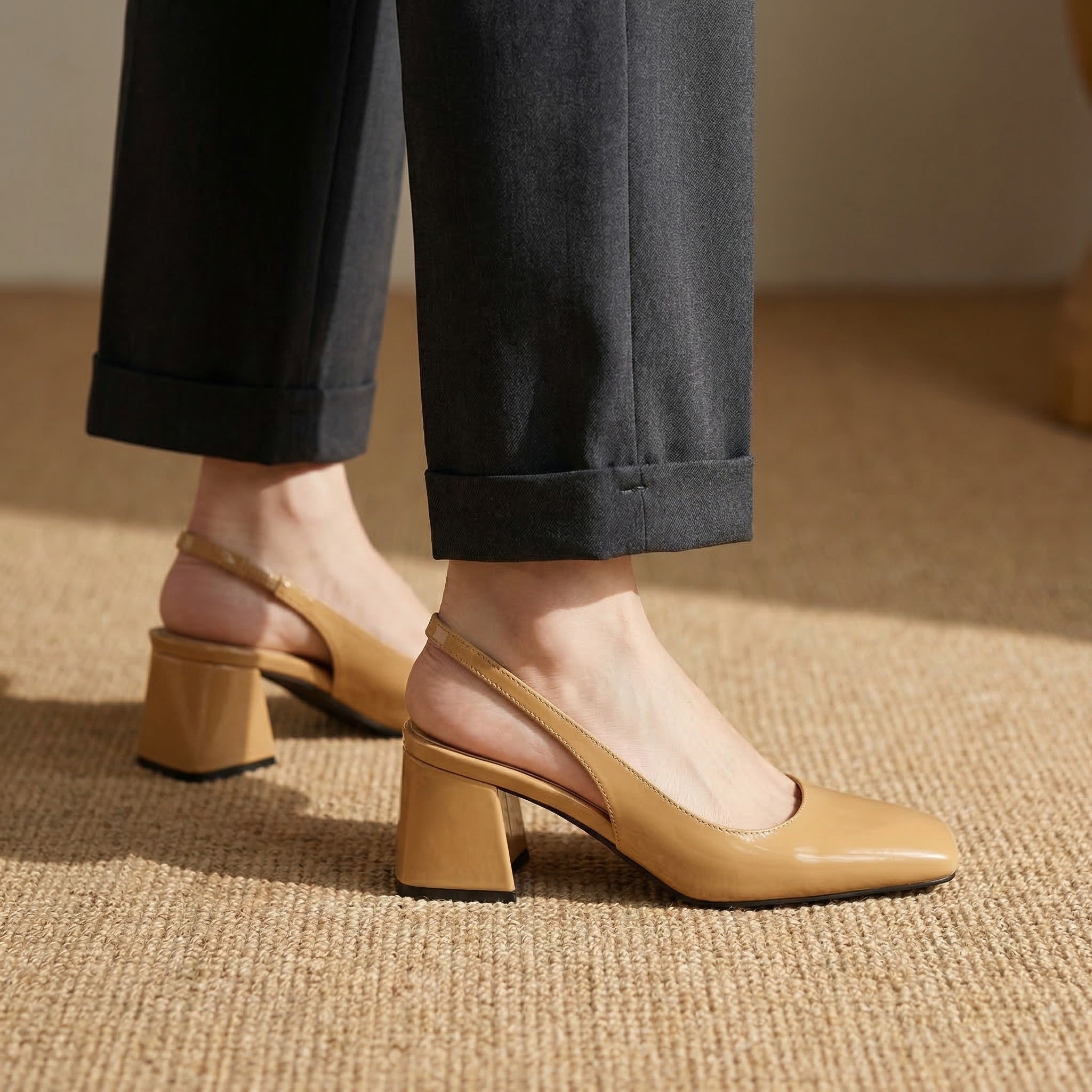 Roma Leather Block Heels