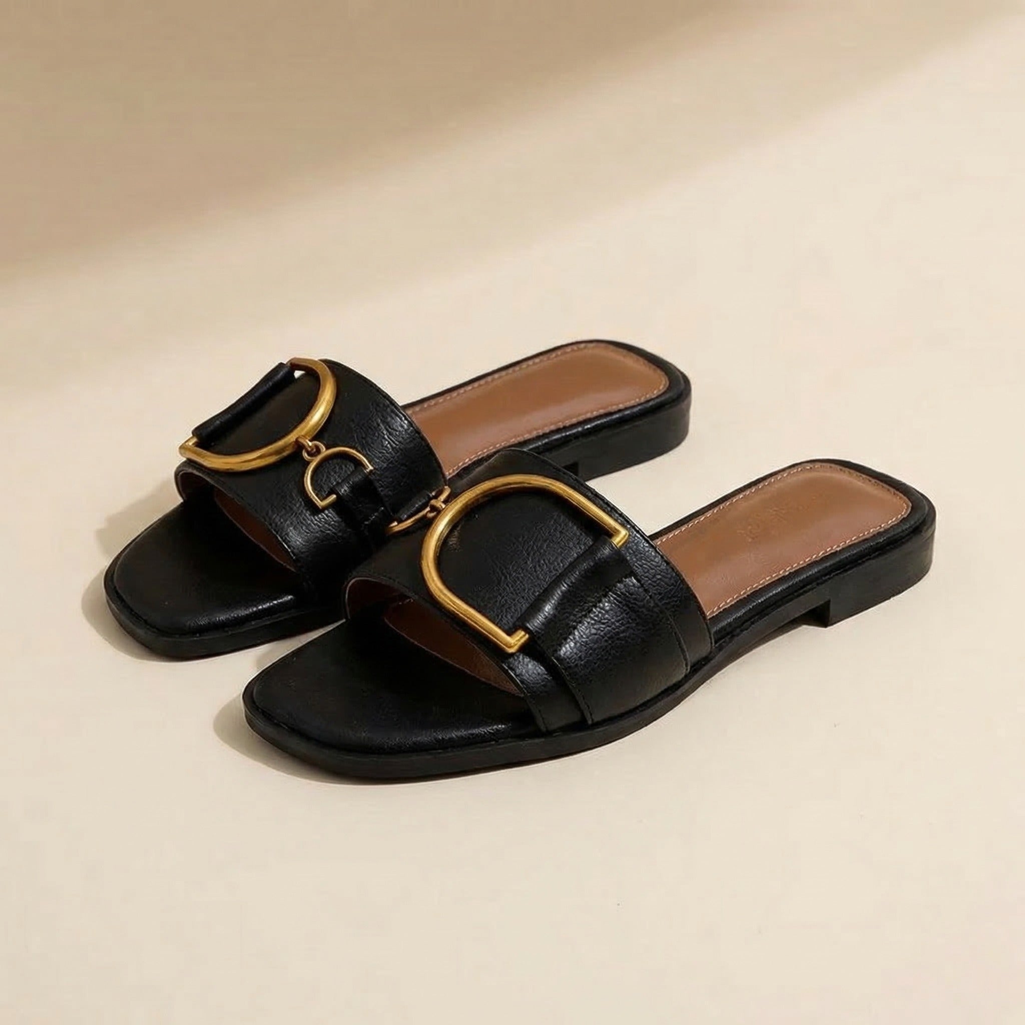 Aurelia Leather Slide Sandals