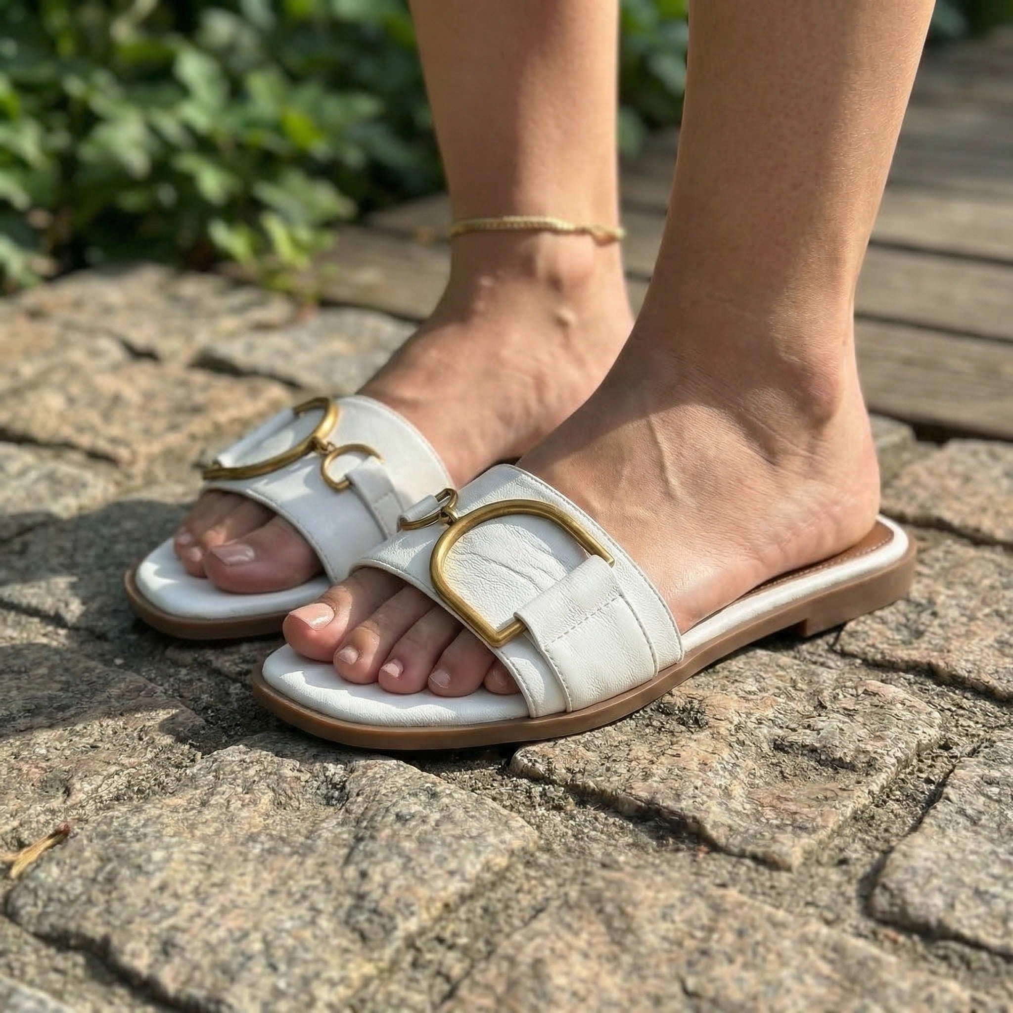 Aurelia Leather Slide Sandals