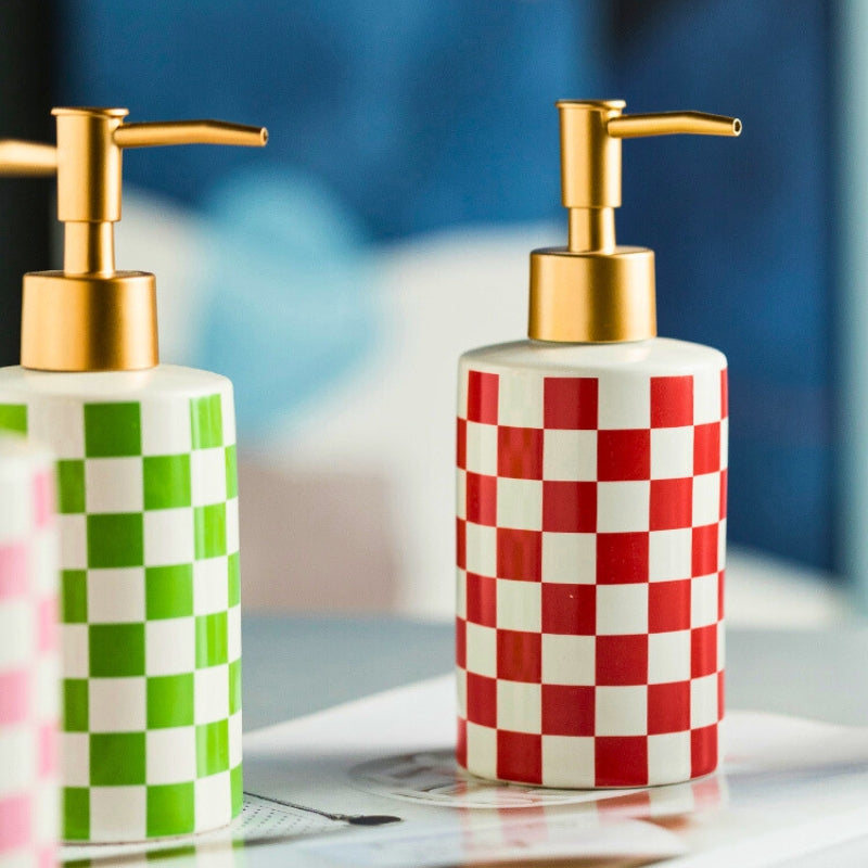 CHECKERED SOAP DISPENSER