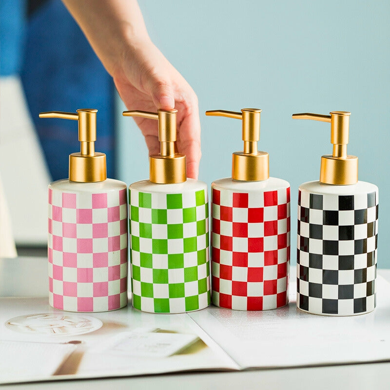 CHECKERED SOAP DISPENSER