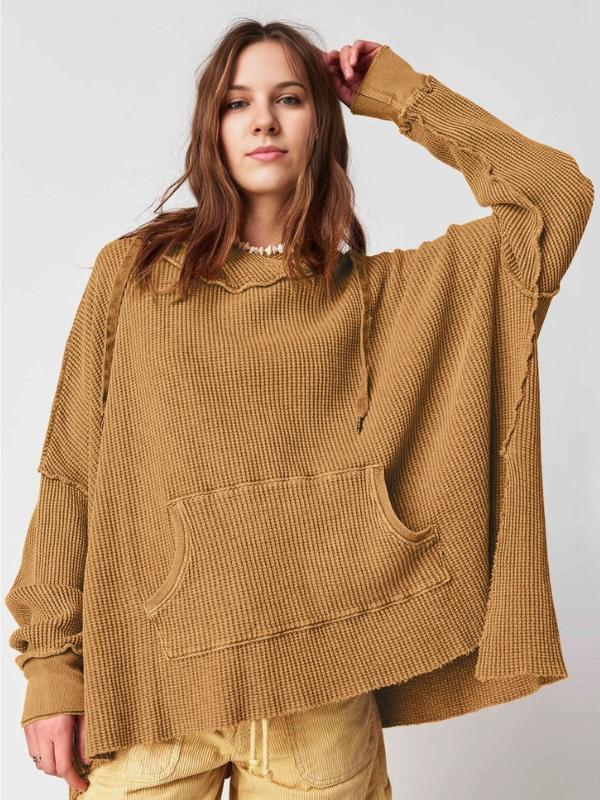 OVERSIZED WAFFLE-KNIT HOODIE