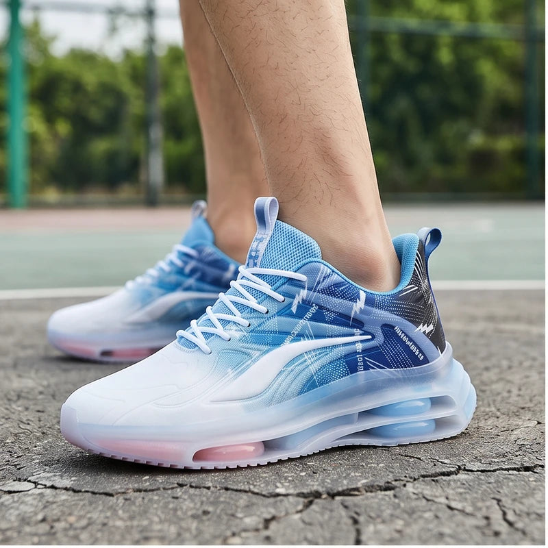 Model wearing Bailan Men's Fashionable Basketball Shoes, with Air Cushioning, Comfortable and Non-Slip, Breathable and Shock-Absorbing, Suitable for Men's Outdoor Activities outdoors