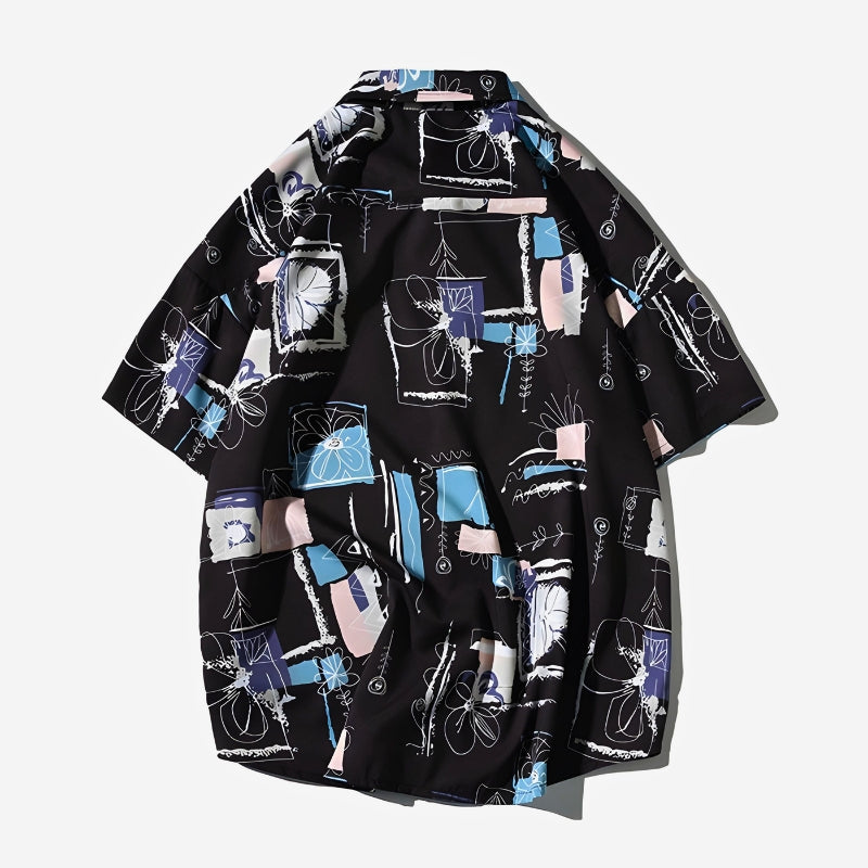 TROPICAL ABSTRACT BUTTON-UP
