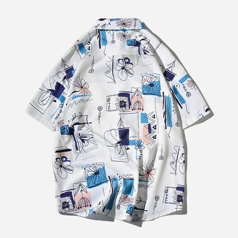 TROPICAL ABSTRACT BUTTON-UP
