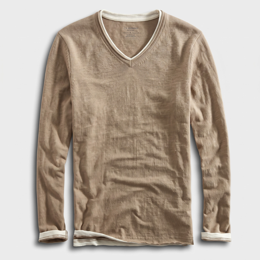 Jiro Cotton V-Neck Long Sleeve