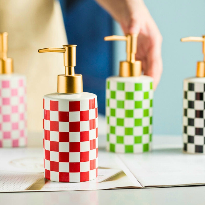 CHECKERED SOAP DISPENSER