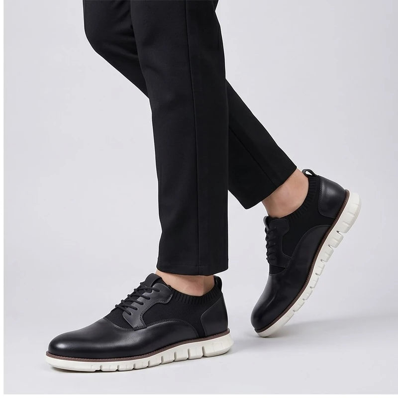 Model wearing Black leather oxford in a studio - 2