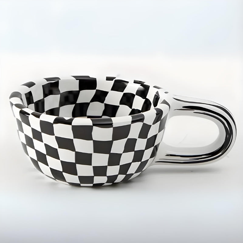 CERAMIC CHECKERED COFFEE CUPS