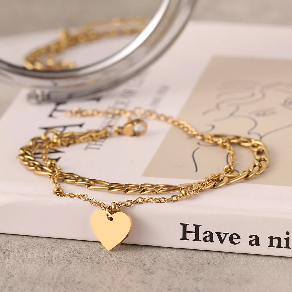 DOUBLE LINK HEART BRACELET