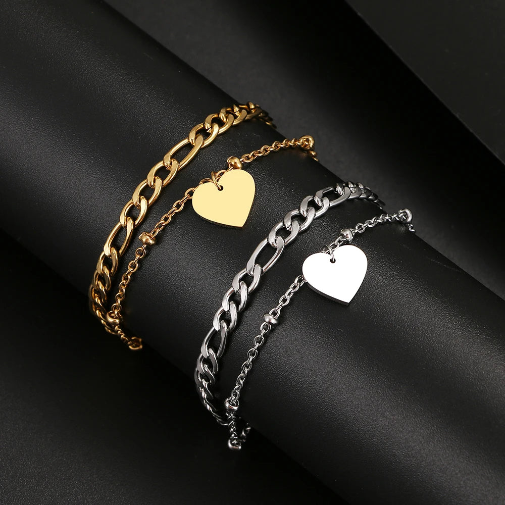 DOUBLE LINK HEART BRACELET