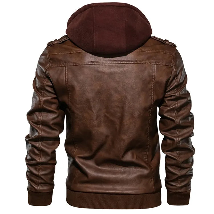 Reid Moto Leather Detachable Hood Jacket
