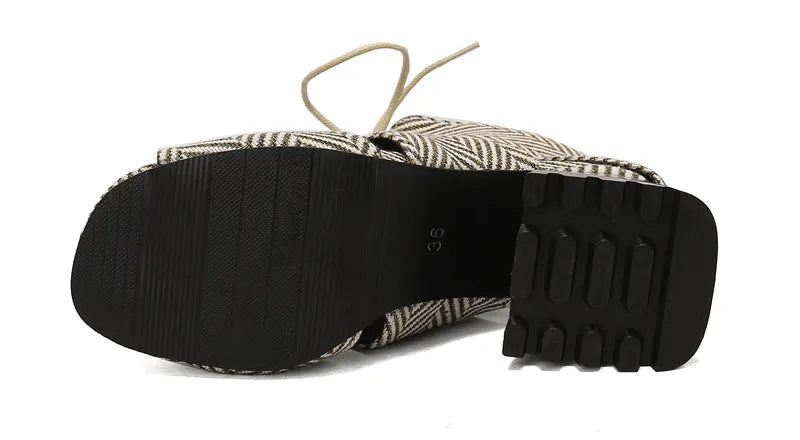 Marlowe Denim Gladiator Heels