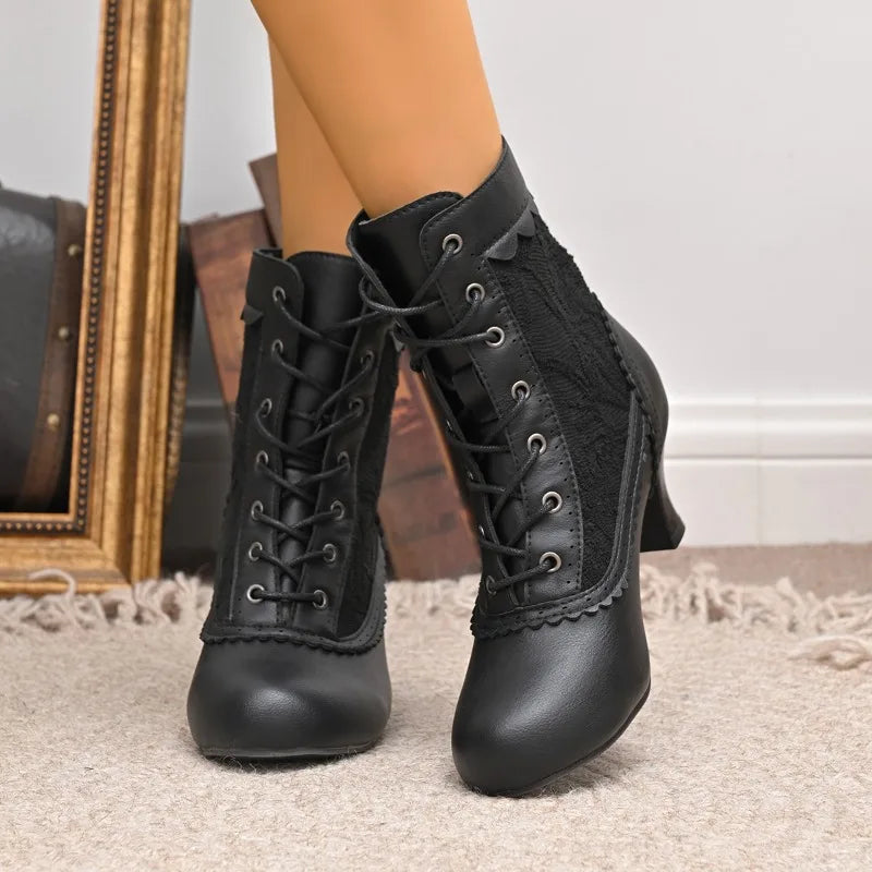 Bennett Leather Lace-Up Heeled Boots