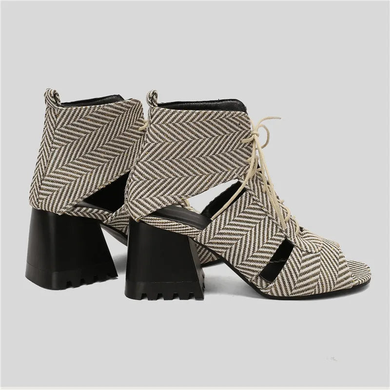 Marlowe Denim Gladiator Heels