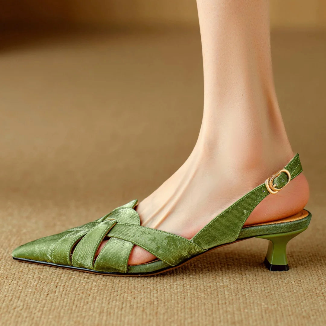 Viana Genuine Leather Slingback Heels