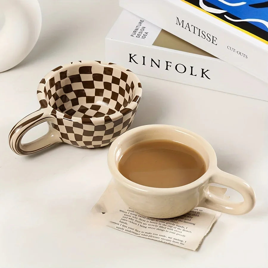 CERAMIC CHECKERED COFFEE CUPS