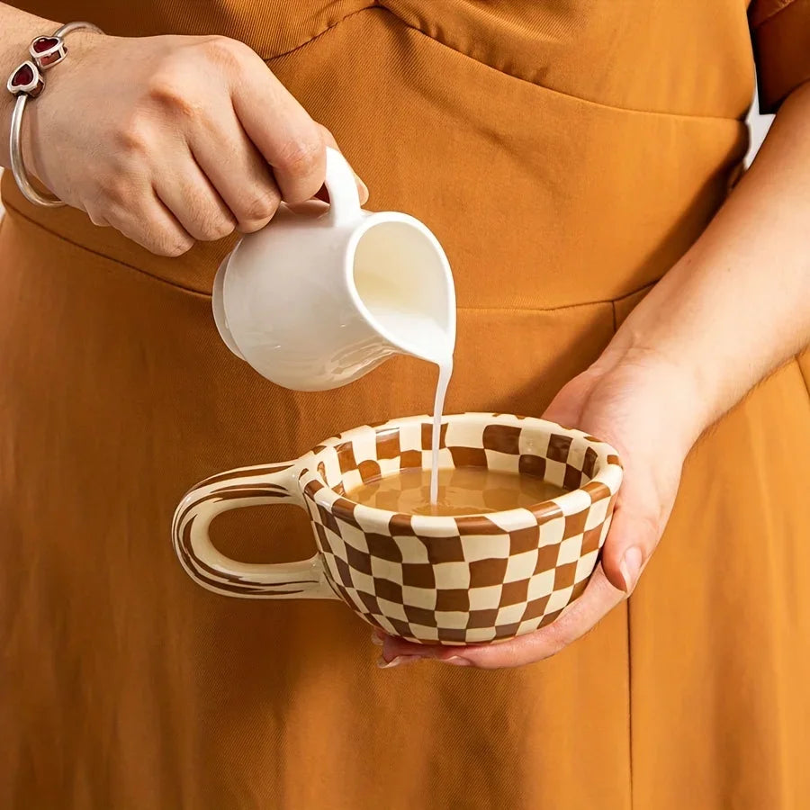 CERAMIC CHECKERED COFFEE CUPS