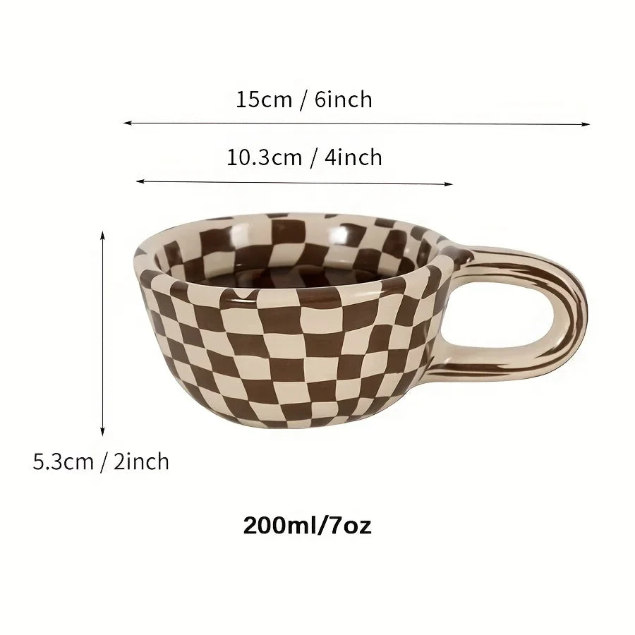 CERAMIC CHECKERED COFFEE CUPS